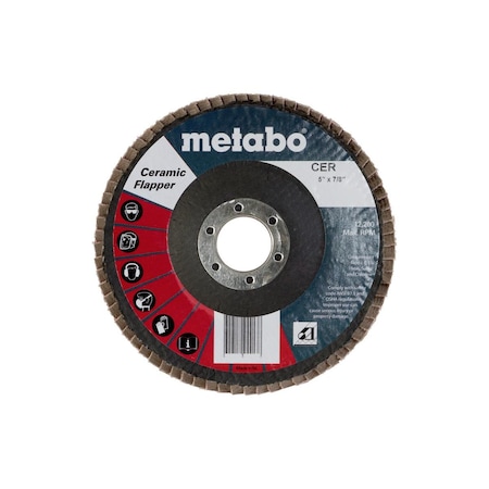 Metabo Flap Disc 5" Ceramic Flapper 40 7/8 T29 Fiberglass 629440000